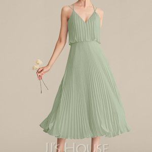 JJs House Chiffon Bridesmaid Dress in Celadon